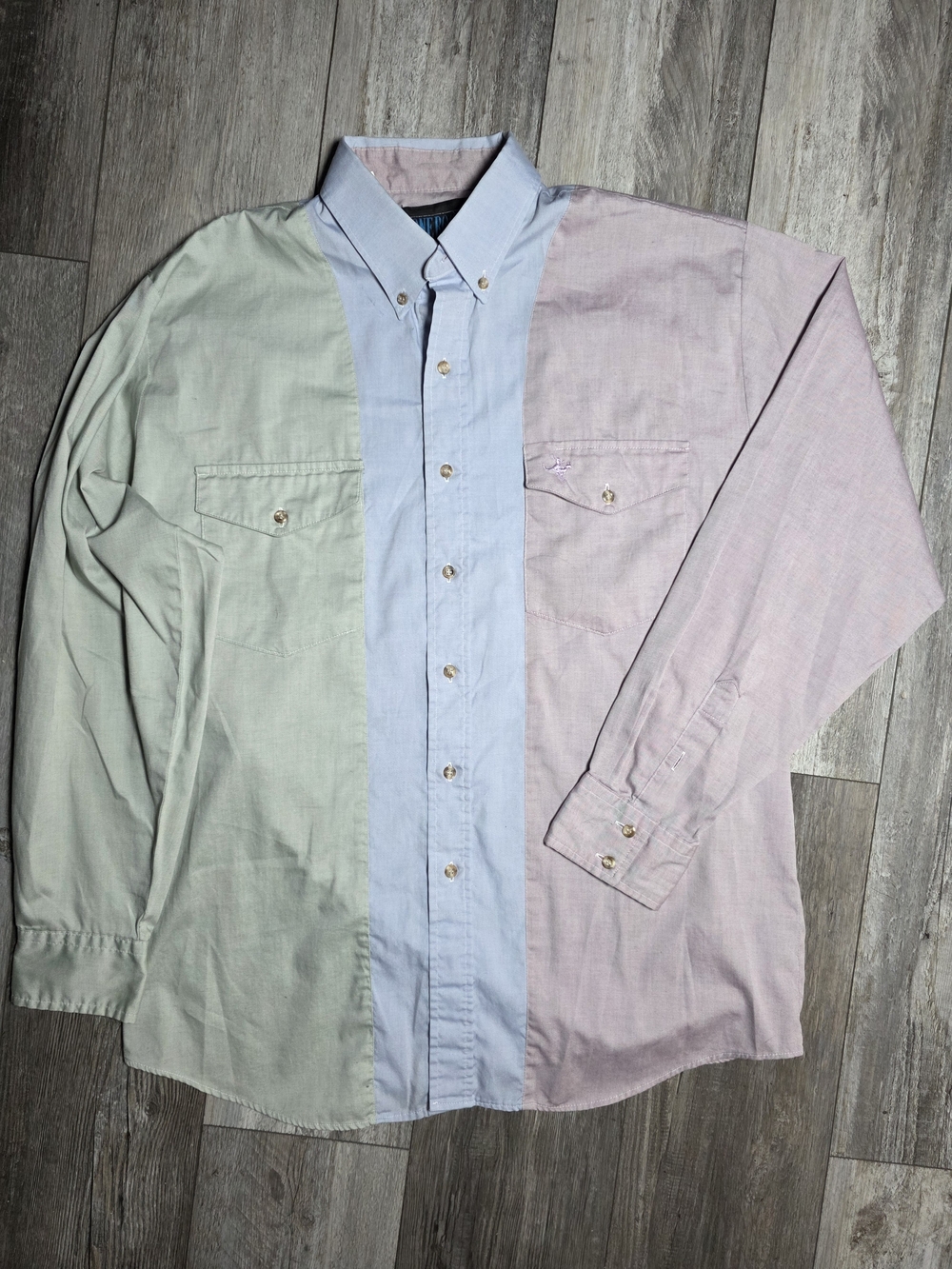 Lone Roo by Roper Vintage 90's Colorblock Western Cowboy Button-down Shirt Sz XL